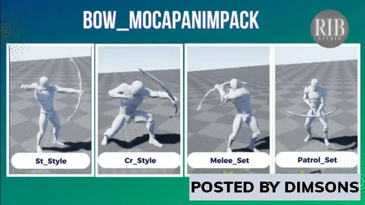 Unreal Engine Animations Bow MocapAnimPack v4.27, 5.0-5.2