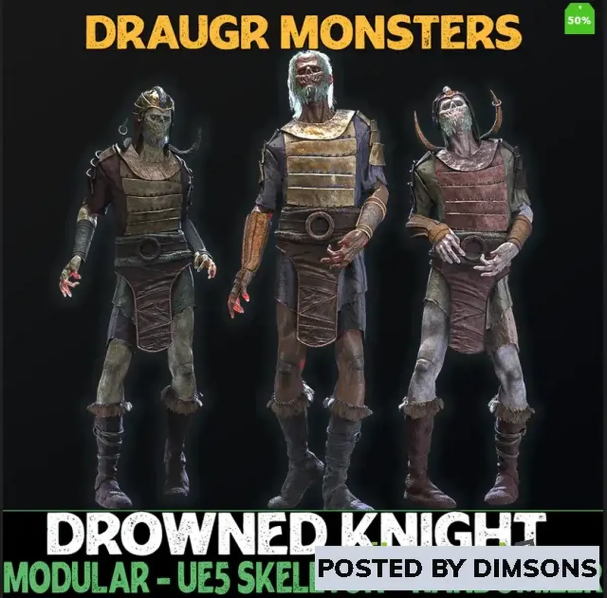 Unreal Engine Characters Drowned Knight - Draugrs - Fantasy Collection v5.1