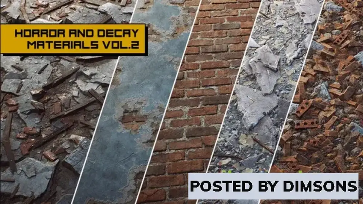 Unreal Engine Textures & Materials Horror and Decay VOL.2 - Urban Debris v4.19-4.27, 5.0-5.2