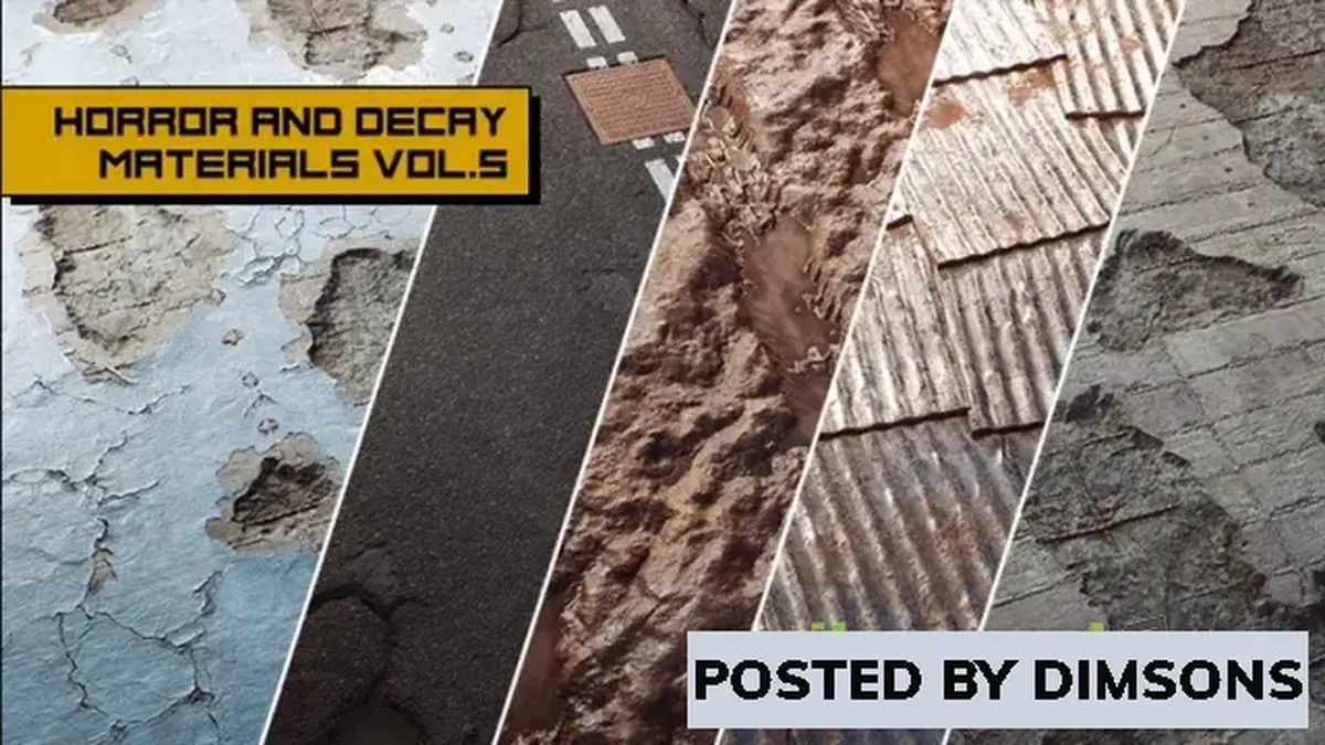 Unreal Engine Textures & Materials Horror and Decay VOL.5 - Urban Surfaces v4.19-4.27, 5.0-5.2