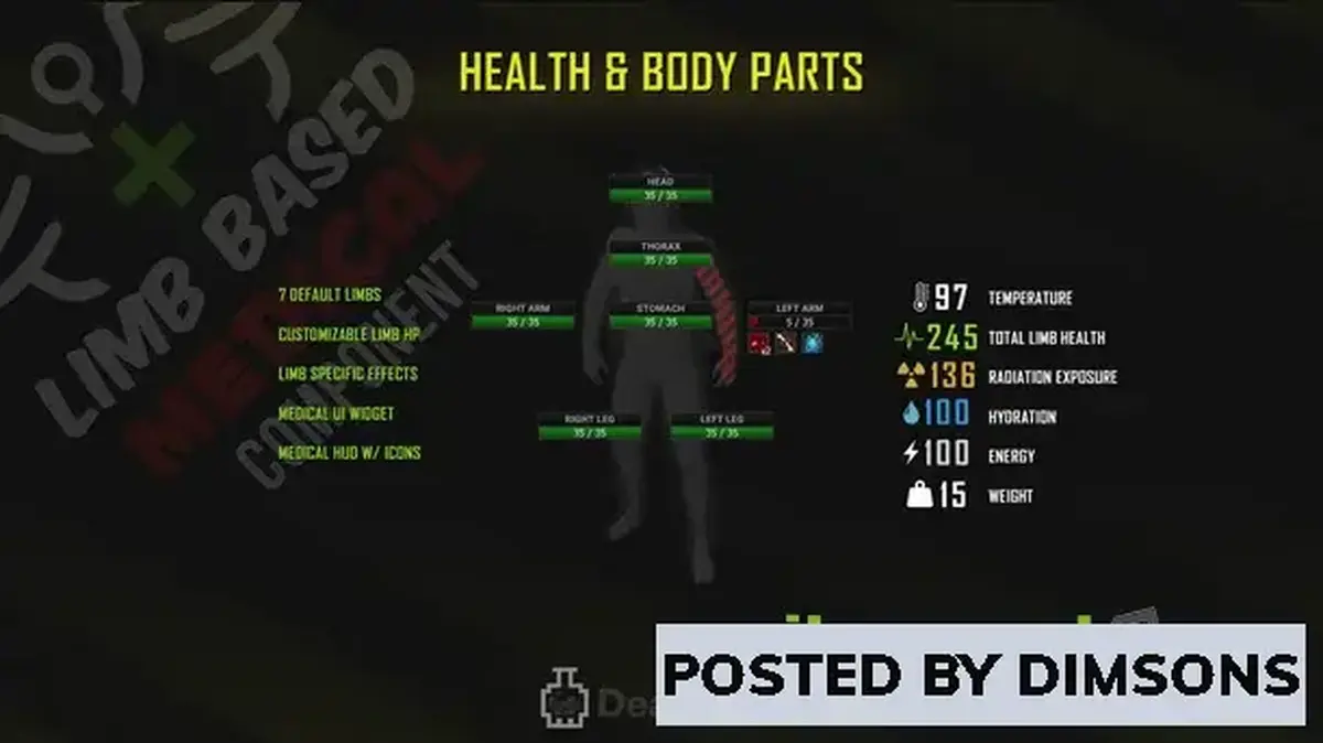 Unreal Engine Blueprints Limb Based Medical Component with Animated Medical Items v4.27, 5.0-5.1