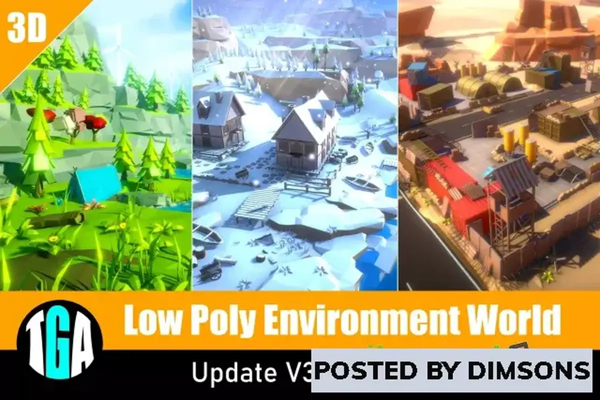 Unity 3D-Models Low Poly Environment World v3