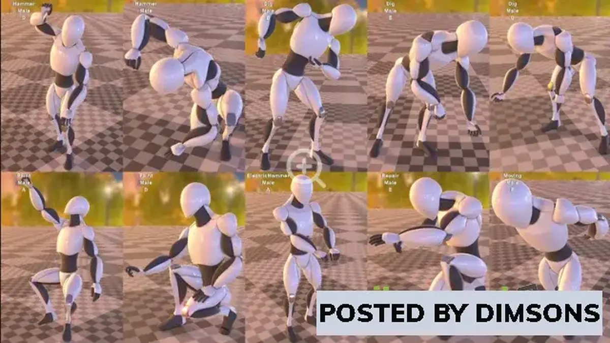 Unreal Engine Animations People Working v4.27, 5.0 - 5.2