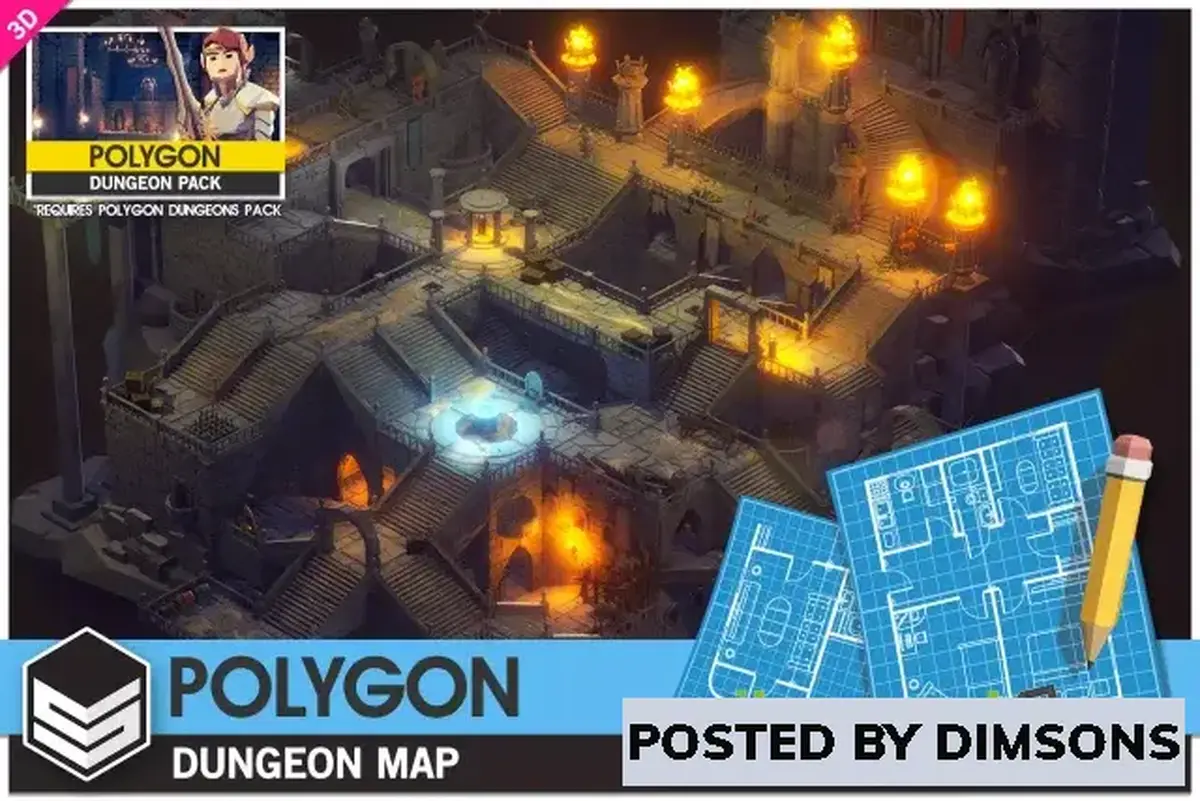 Unity 3D-Models POLYGON Dungeons Map - Low Poly 3D Art by Synty v1.1