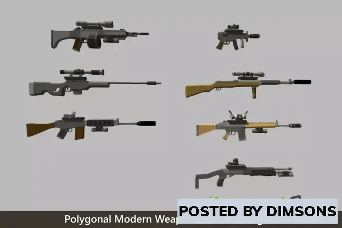 Unity 3D-Models Polygonal Modern Weapons Asset Package v1.5