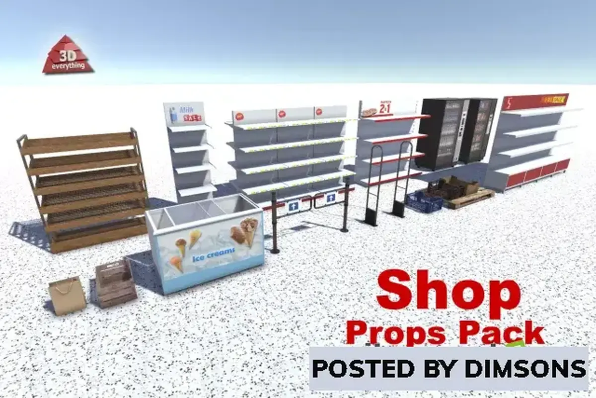 Unity 3D-Models Shop Props Pack v1.1