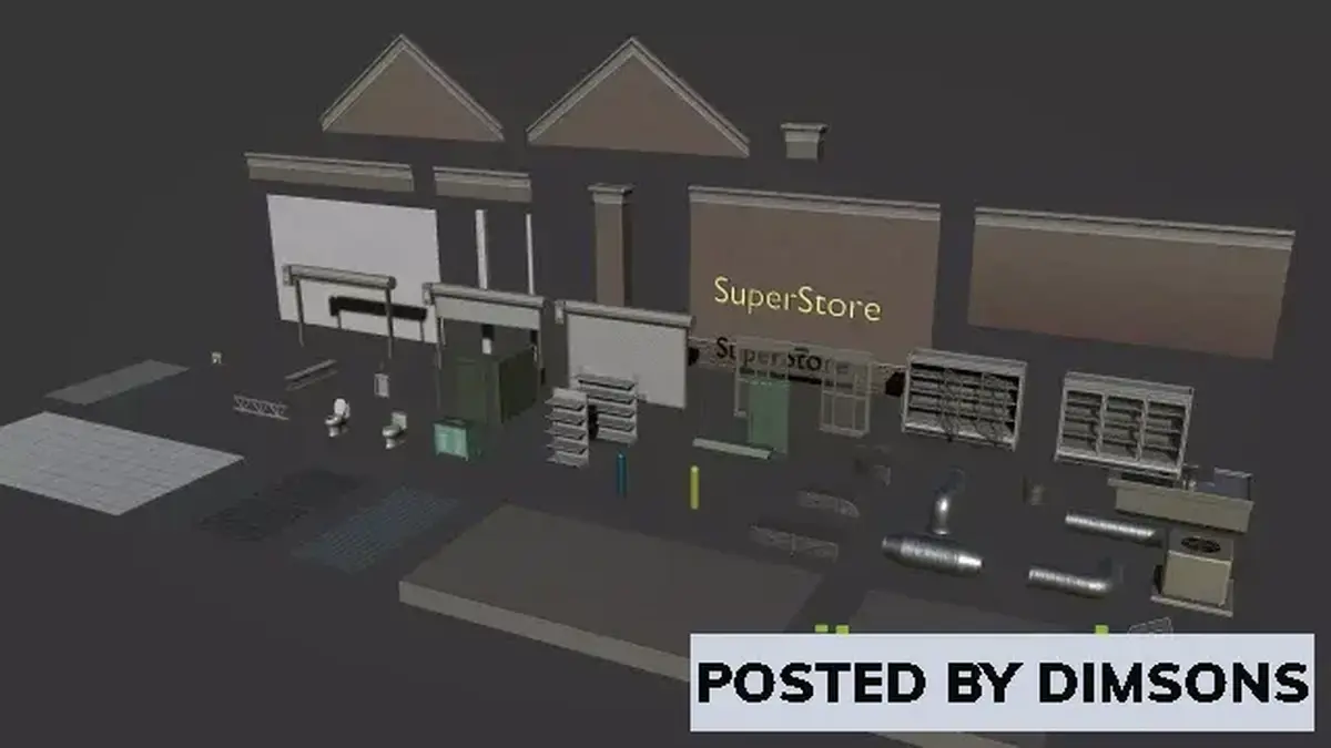 Unity 3D-Models Small Town America - Super Store v1.0