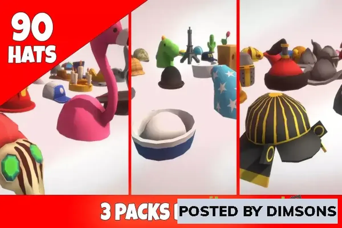 Unity 3D-Models Ultimate Low Poly Hats Bundle v1.0