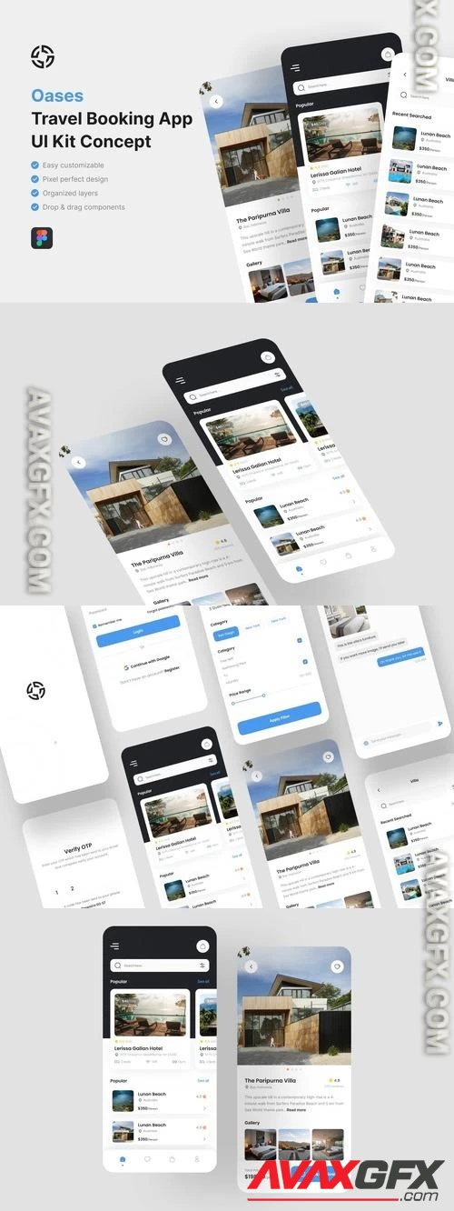 Travel Booking App UI Kit JJJWLQG Figma