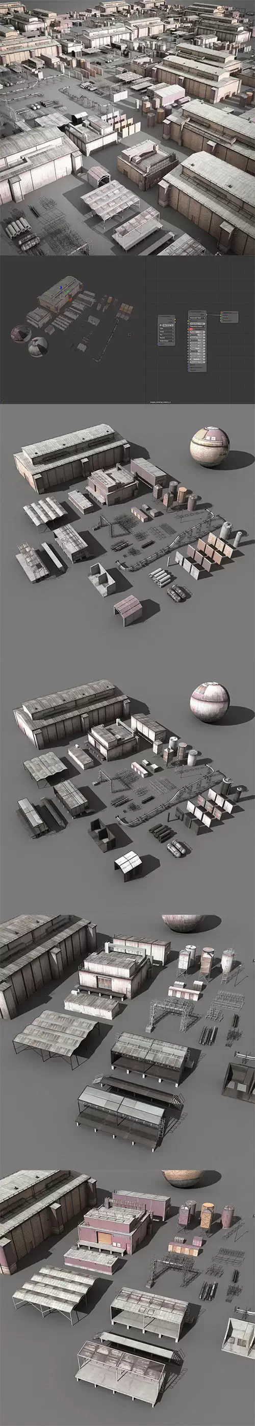 Cgtrader - lowpoly buildings industry Low-poly 3D model