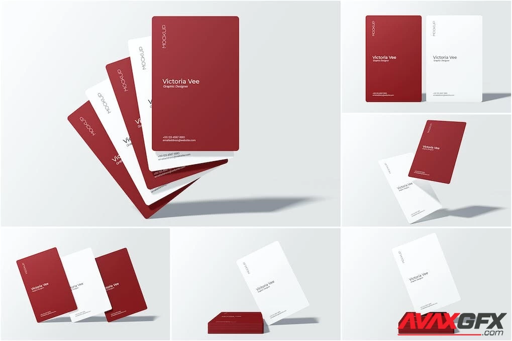Rounded Portrait Business Card Mockup Front View RUN2X5R [PSD]