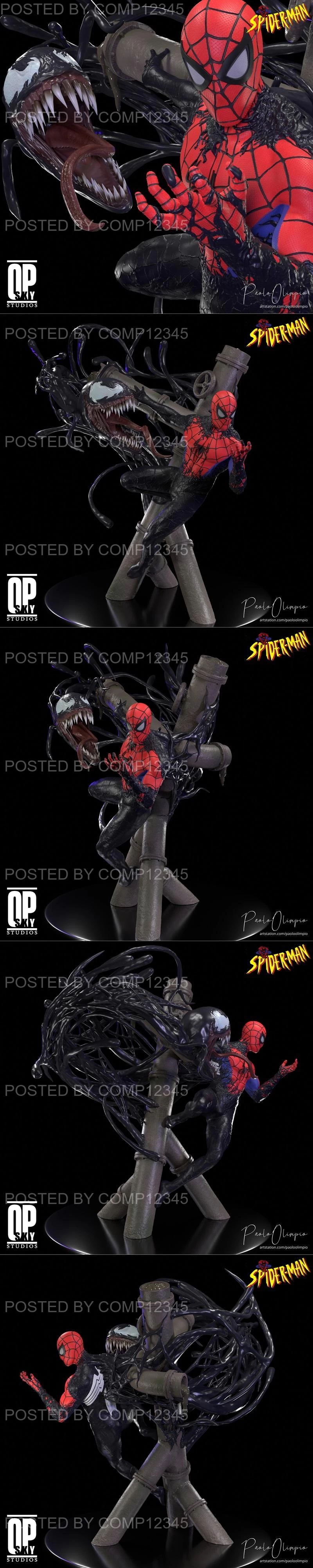 SkyOP Studios - Spider-Man VS Venom Statue 3D Print