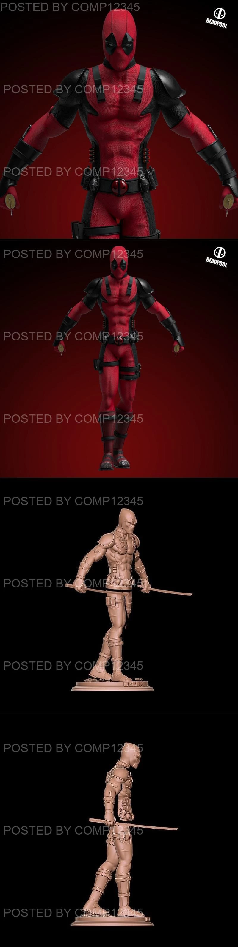 Fanart Deadpool Statue 3D Print