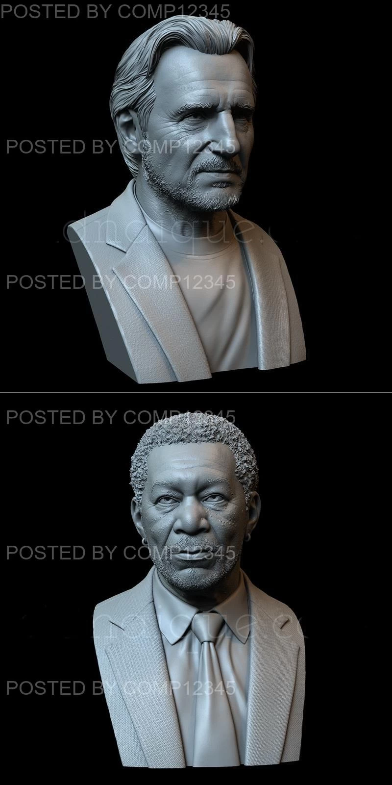 Liam Neeson Bust and Morgan Freeman Bust 3D Print