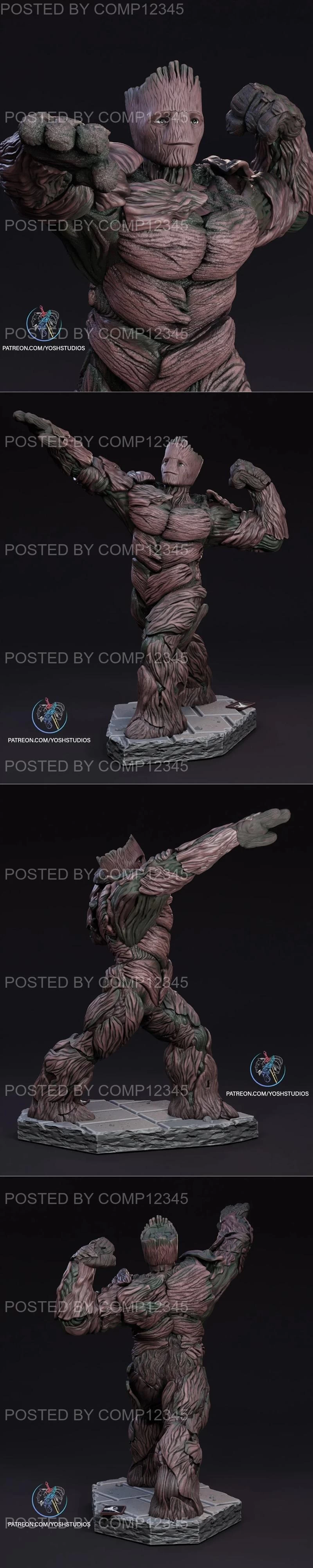 Swole Groot Statue and Flexi 3D Print
