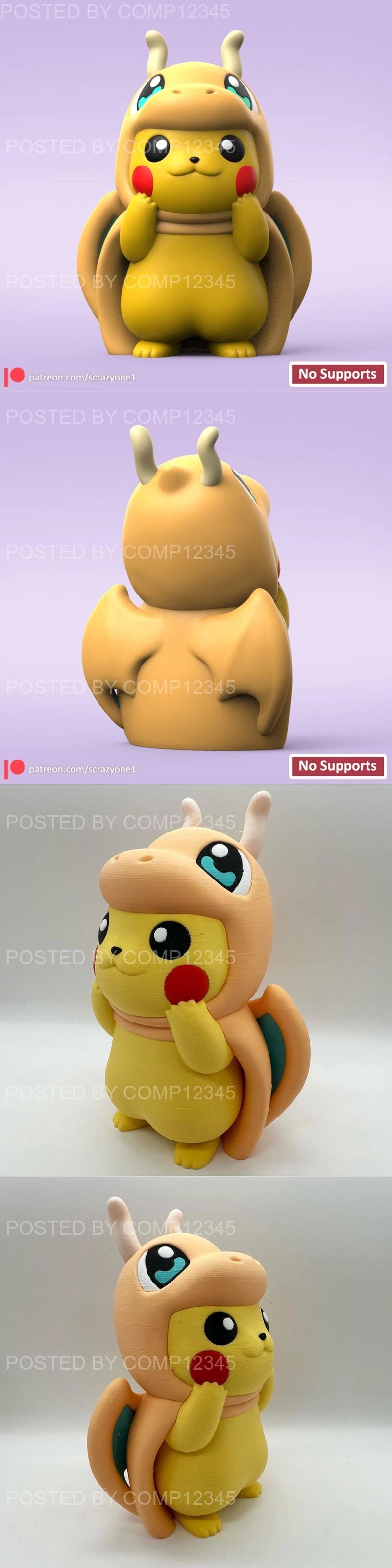 Pikachu Cosplay Dragonite 3D Print