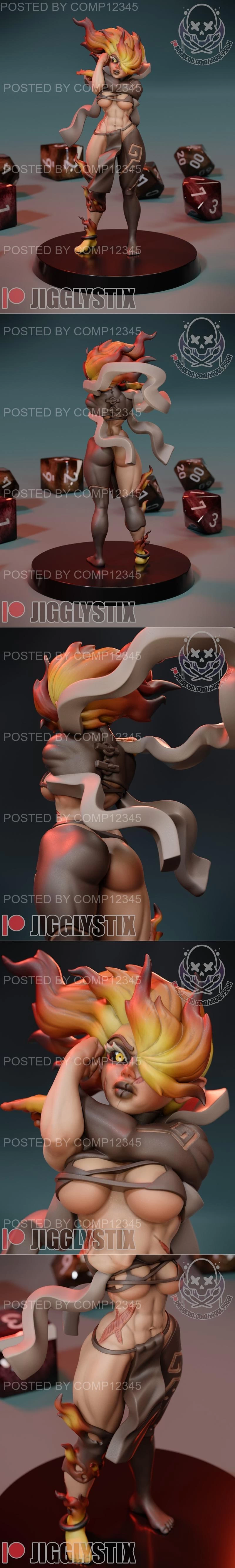 Jigglystix - Fire Genasi Fighter 3D Print