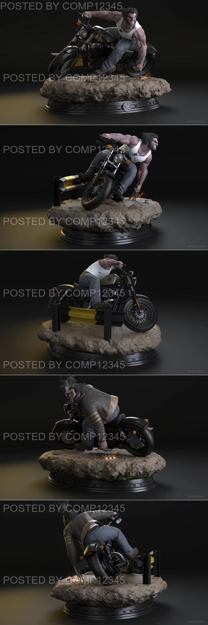 Wolverine Logan on Bike 3D Print