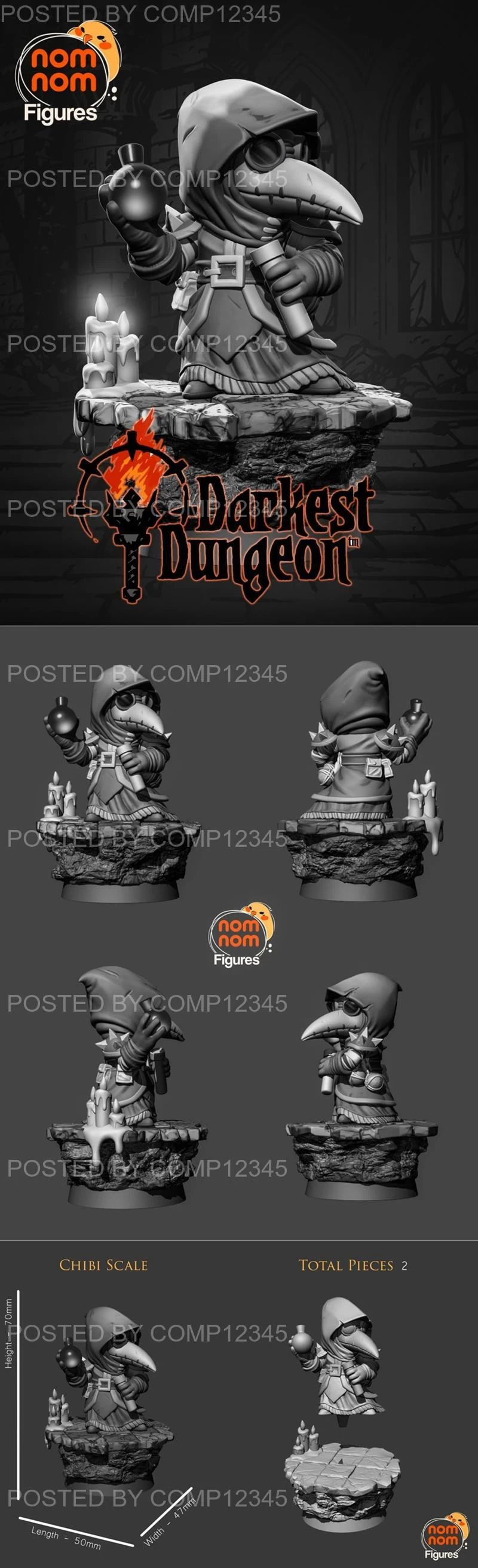 Nomnom Figures - Chibi Plague Doctor - Darkest Dungeon 3D Print