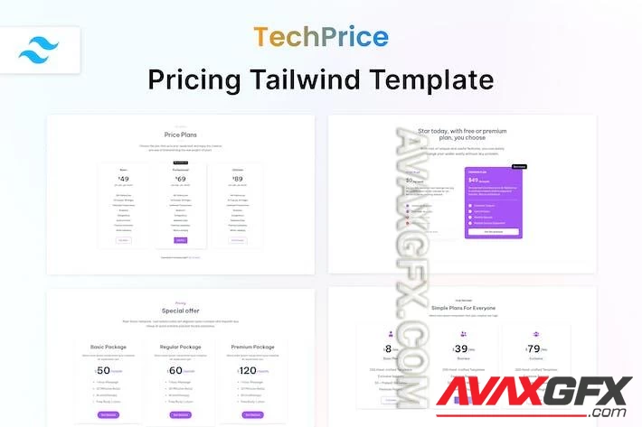 Techprice - Tailwind Pricing Table HTML Template