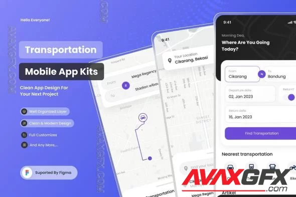 Online Transportation - Mobile Apps UI Kits M2NBCAC