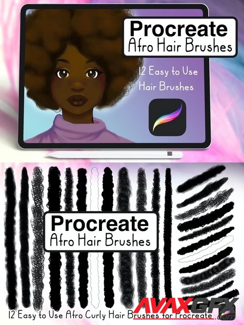 Afro Curly Hair Brushes for Procreate (Coily Hair)