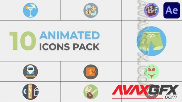 Vacation & Traveler Animated Icons for After Effects 47247421 [Videohive]