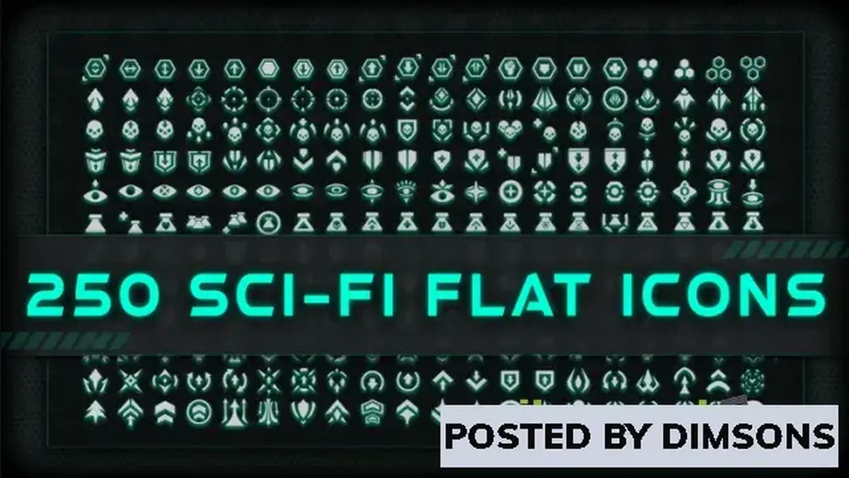 Unreal Engine 2D Assets 250 Sci-fi Flat Icons v4.26-4.27, 5.0-5.2