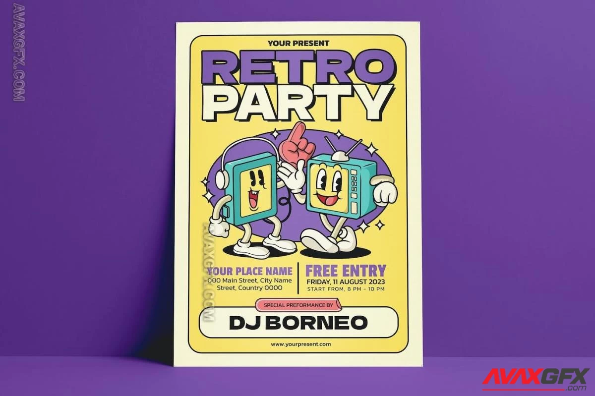Retro Party Flyer K8E4M7H PSD