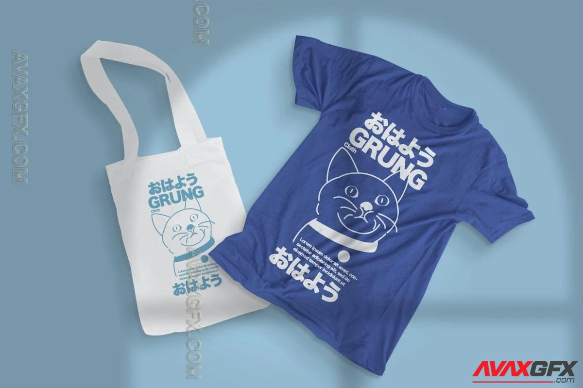 PSD Casual Tote Bag and T-Shirt Mockup