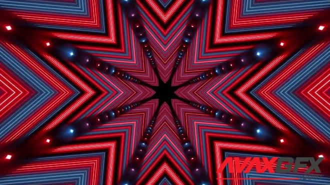 MA - Glowing Red And Blue Kaleidoscope Loop 1410206