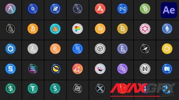 40 Cryptocurrencies for After Effects 47365136 [Videohive]