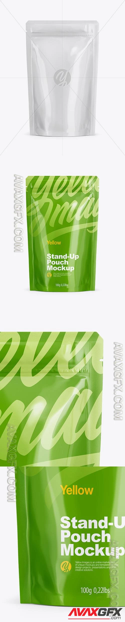 Glossy Stand Up Pouch with Zipper Mockup - Front View 50535