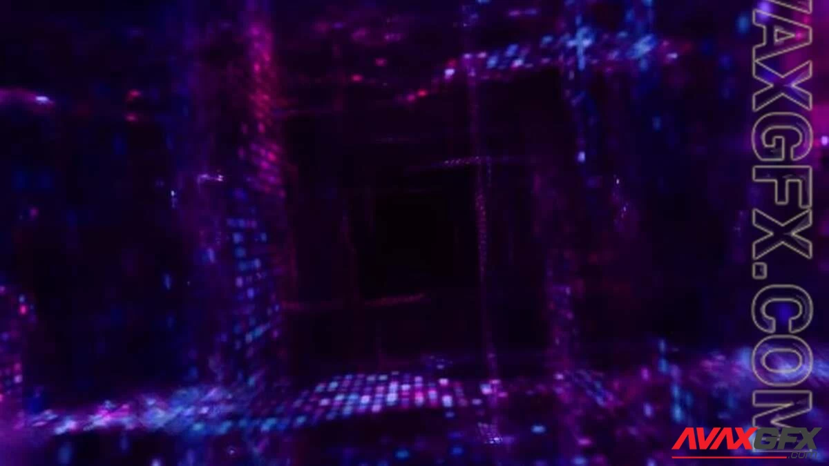 MA - Futuristic Purple Blue Cubes Tunnel Loop 1425573