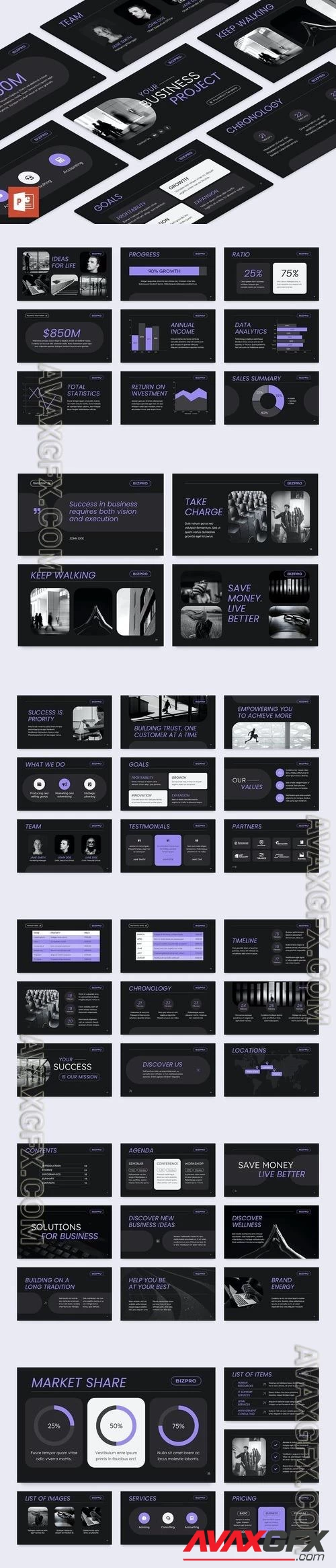 Dark Mode Business PowerPoint Template PPTX