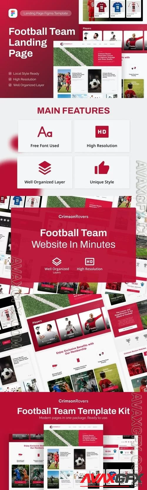 Crimson Rovers - Football Team Landing Page Figma 9HMACGN [FIGMA]