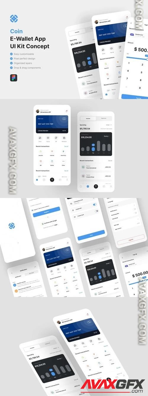 Coin - E-Wallet App UI Kit FZF7RE8 Figma