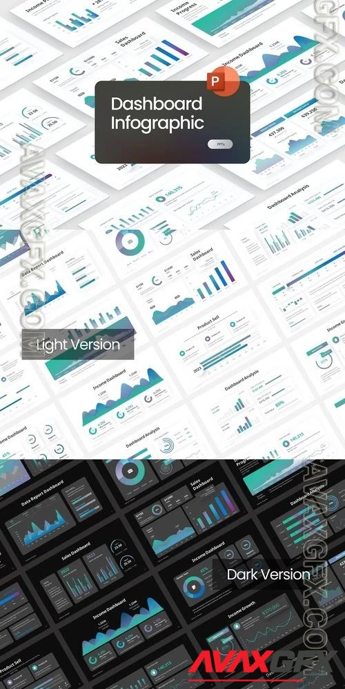 Dashboard Data KPI Chart PowerPoint Template PPTX