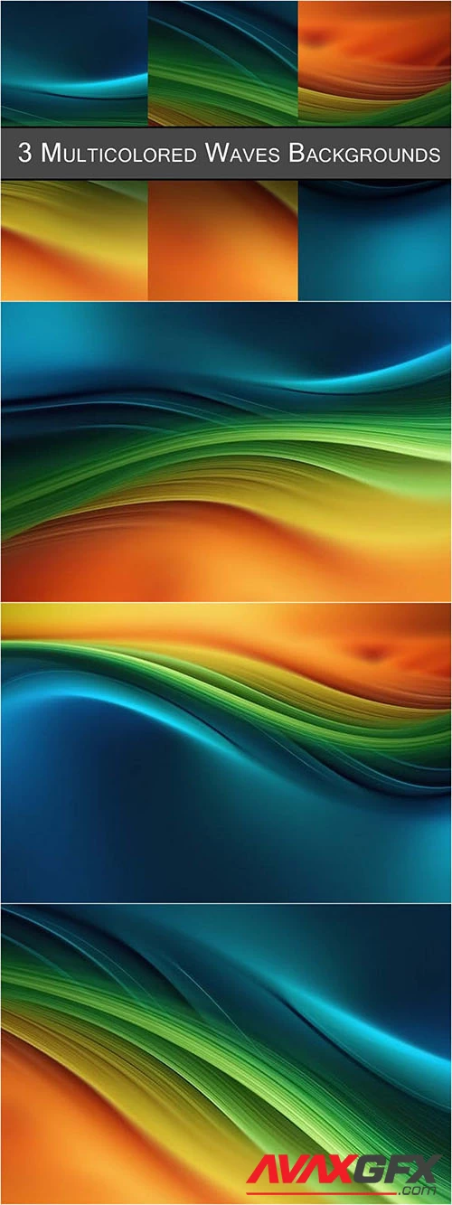 Multicolored Waves Background Set