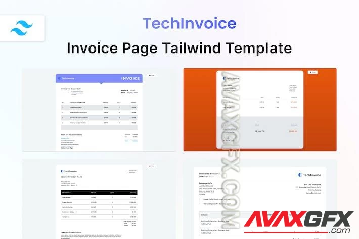 TechInvoice - Invoice Page Tailwind HTML Template