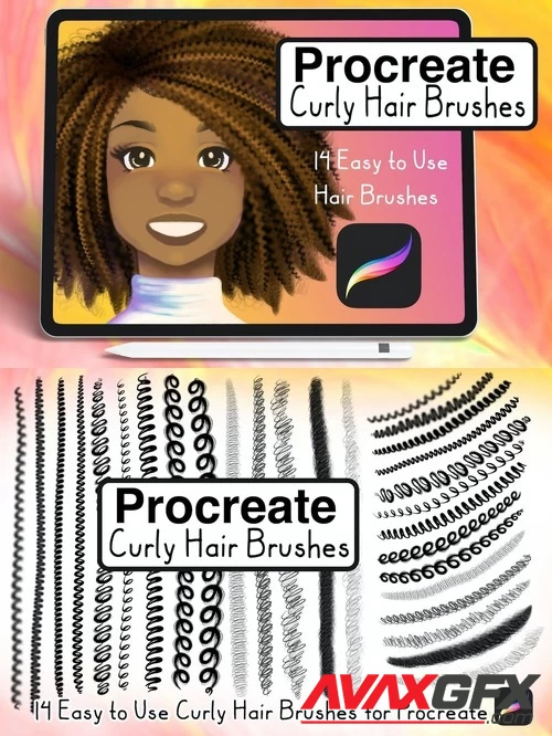 Curly Hair Brushes for Procreate (Curly Hair Set)