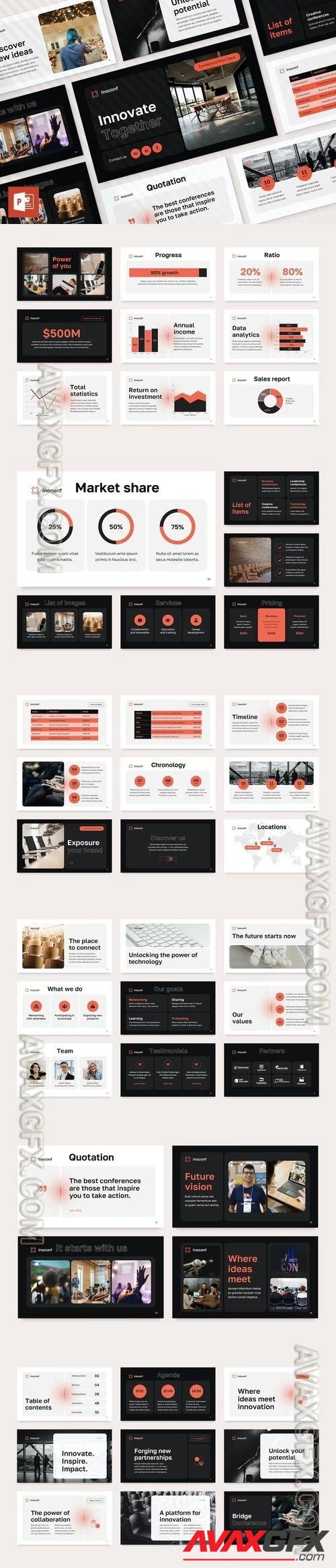 Conference Pitch Deck PowerPoint Template PPTX