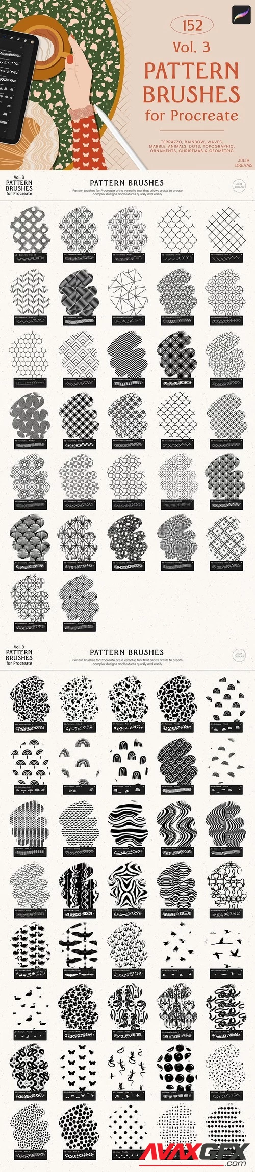 Pattern Brushes for Procreate Vol 3