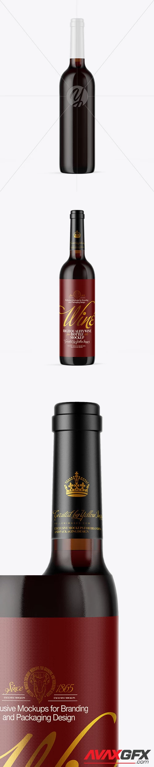 Amber Glass Red Wine Bottle Mockup 49928