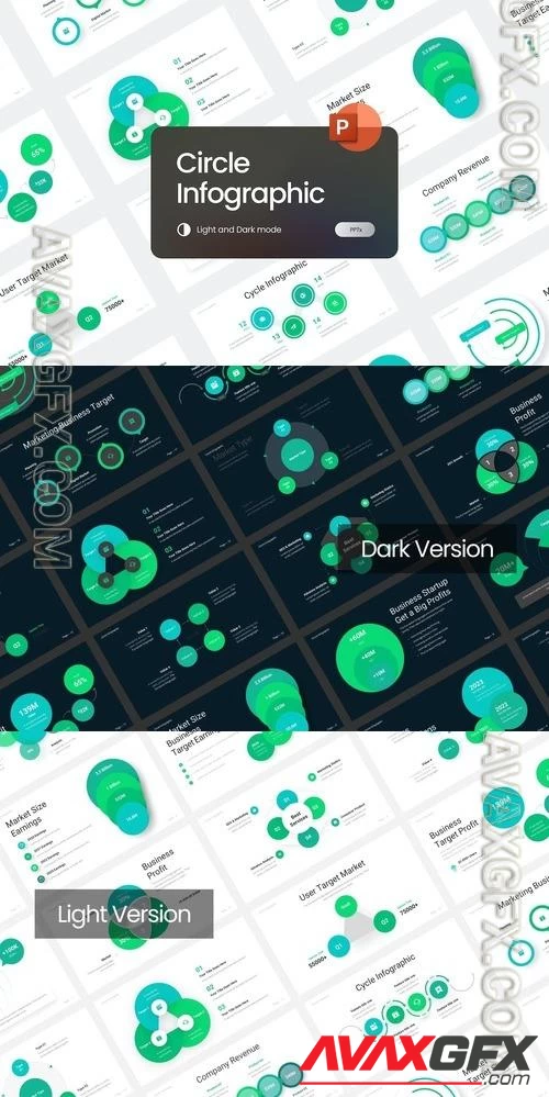 Circle Pie Diagram Infographic PowerPoint Template PPTX