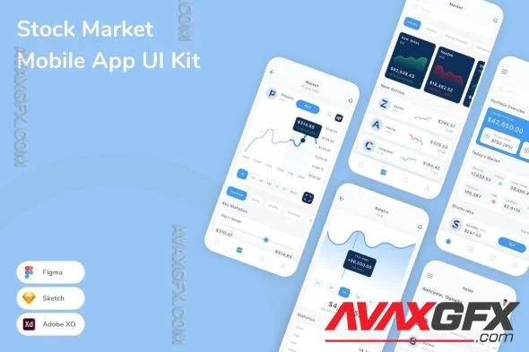 Stock Market Mobile App UI Kit QHPX3MY