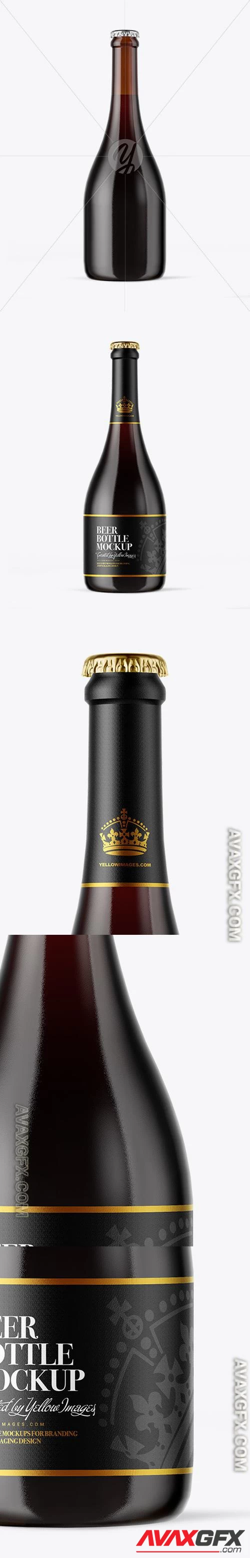 Amber Glass Bottle With Red Ale Mockup 50925