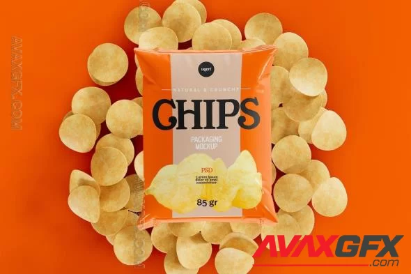 Potato Chips Packaging Mockup KFL8DLT [PSD]