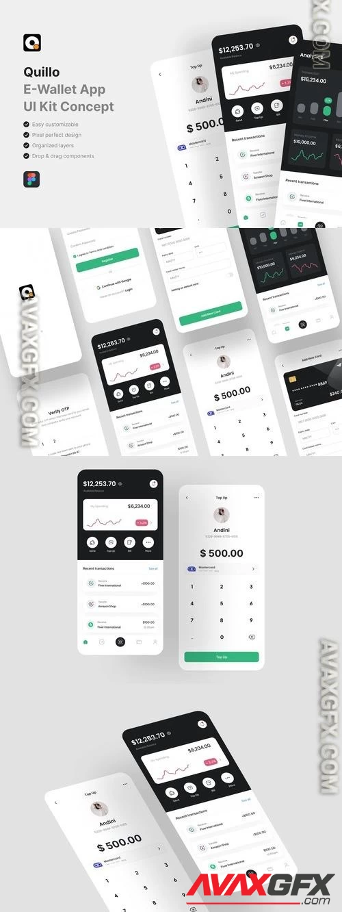 Quillo - E-Wallet App UI Kit NKWC5K2 Figma