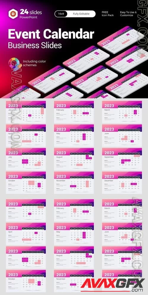 Event Calendar Business PowerPoint, Keynote and Google Slides Template  [PPTX]